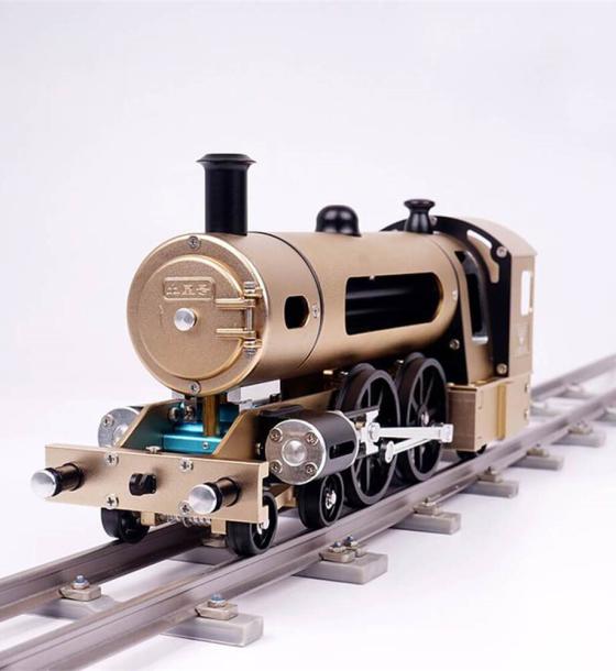 Teching Engine Steam Train Model With Pathway Full Aluminum Alloy Model Gift Collection STEM Toys