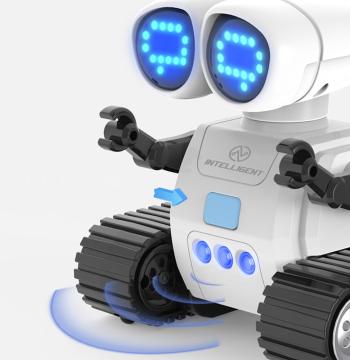 2.4GHz Mini Remote Control Programming Robot Multifunctional LED Lights Control Omnidirectional Marching Robot Toy for Children