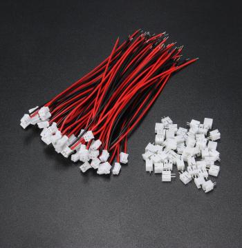 Excellway 100Pcs Mini Micro JST 2.0 PH 2Pin Connector Plug With 120mm Wires Cables